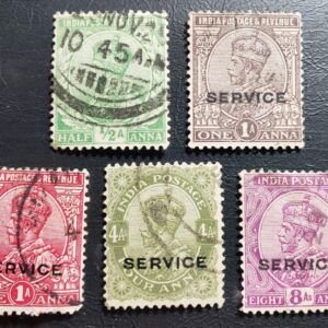 Stamp Asia India 1911 & 1922 set of 5, "King George V"