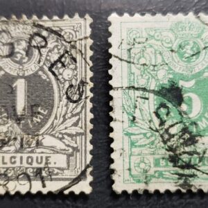 Stamp Europe Belgium 1884 1c & 5c A7 #49 & #51