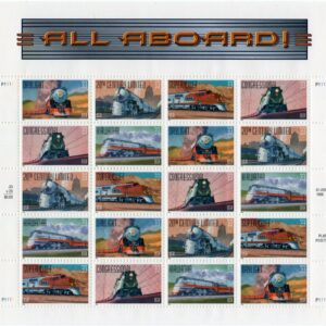 Scott #3337a (3333-3337) All Aboard! Trains Sheet of 20 Stamps - MNH P#1111