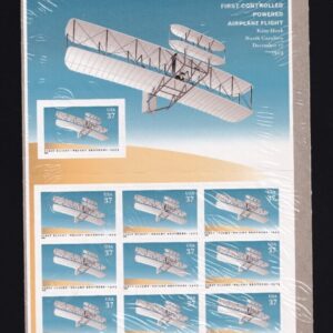 Scott #3783 FIRST FLIGHT (Wright Bros) Souvenir Sheet of 10 Stamps - Sealed Brn