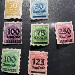 Stamp Europe Germany 1923 Numerals A38 #239, 249, 252-5, 259