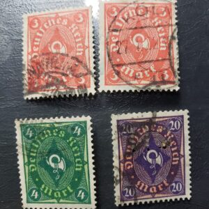 Stamp Europe Germany 1922 Post Horn used set of 4 A30 #186 (2), 187 & 191