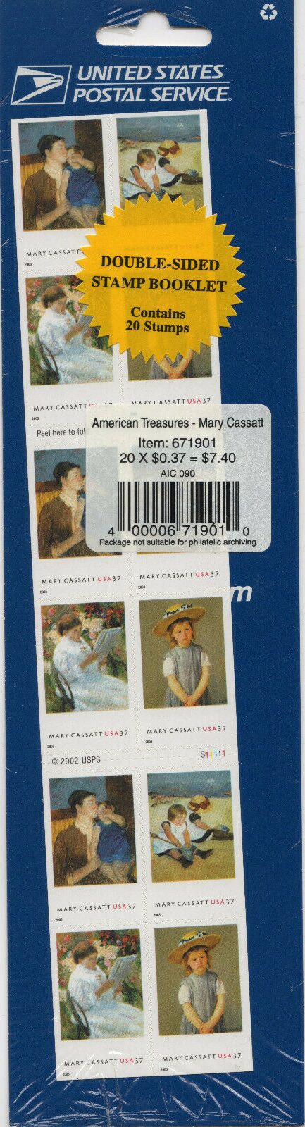 Scott #3807b Mary Cassatt Treasures - 37¢ Booklet of 20 Stamps - Sealed
