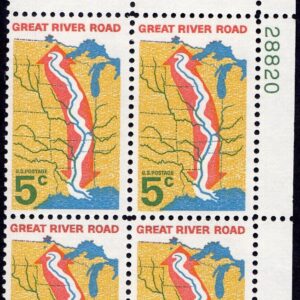 Scott #1319 Great River Road 5¢ Plate Block of 4 Stamps - MNH