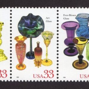 Scott #3328a (3325-28) American Glass Center Strip of 5 Stamps - MNH Left