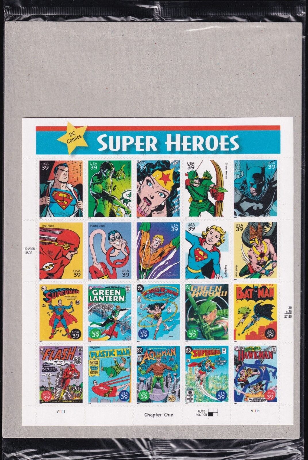Scott #4084 DC Super Heroes (Batman) 39¢ Sheet of 20 Stamps - Sealed Brown