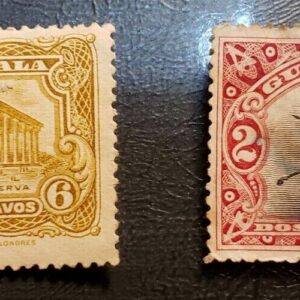 Stamp Guatemala 1902 Temple of Minerva #117 & Statue #115 used