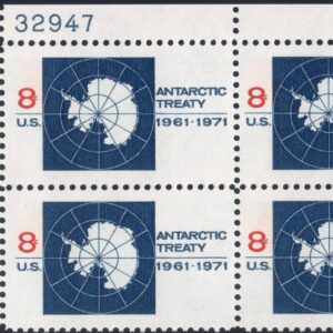 Scott #1431 Antarctic Treaty Plate Block of 4 Stamps - MNH P#32947 UL