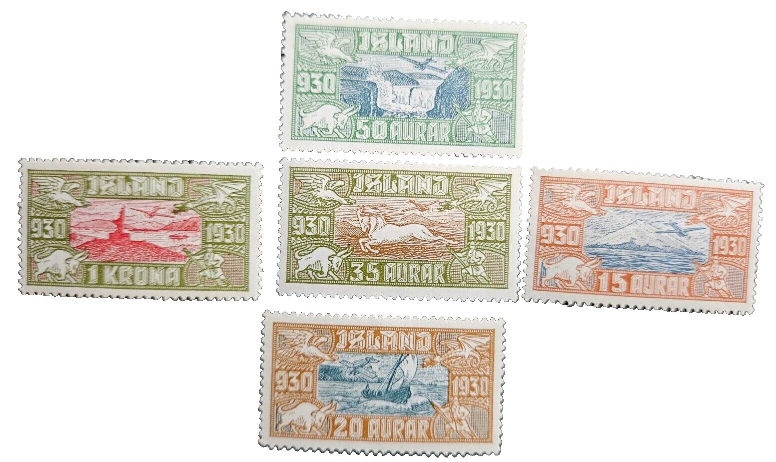 Stamp Iceland 1930 Semi-postal set of 5 MNH AP2 C4-8