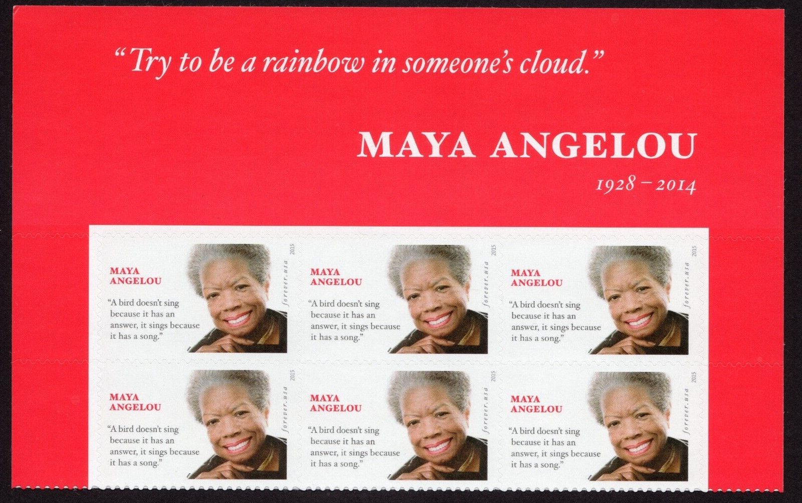 Scott #4979 Maya Angelou Title Block of 6 Forever Stamps - MNH