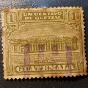 Stamp Guatemala 1926 Official 1c National Telegraph Building RA2 PT2 used