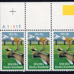 Scott #2066 Alaska Statehood Plate Block of 3 stamps - MNH