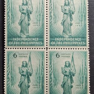 Stamp Philippines 4 July 1946 "Philippine Girl Holding Flag of the Republic"