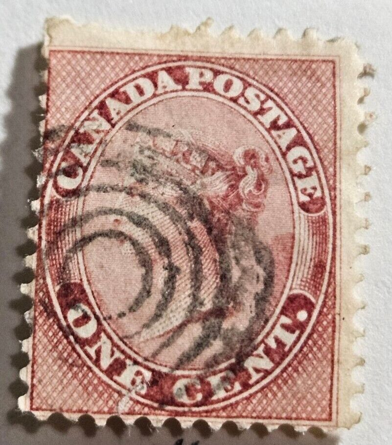 Stamp Canada 1859 "Queen Victoria" A7 #14 1c Rose used