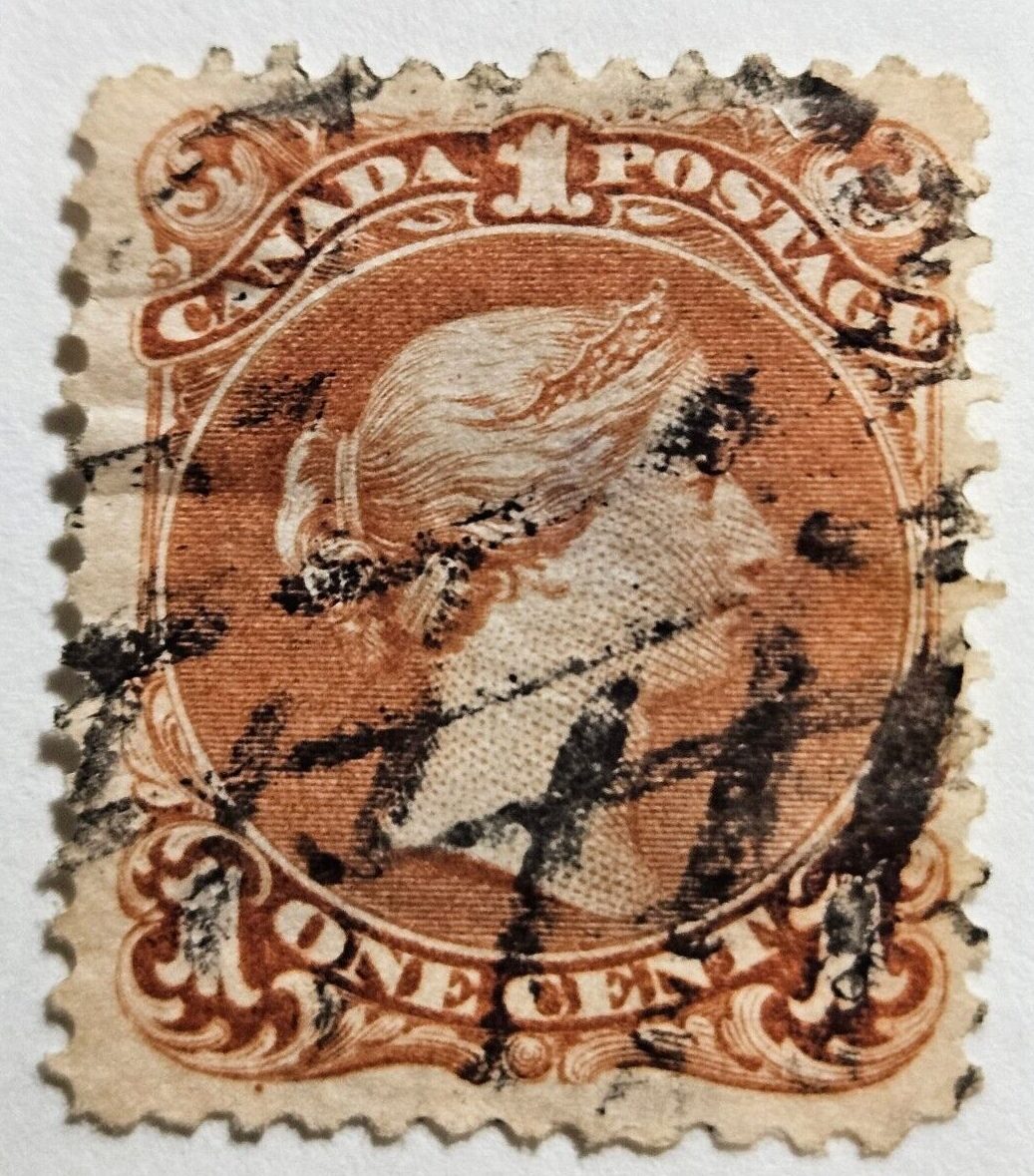 Stamp Canada 1868 "Queen Victoria" A14 #22 brown red used