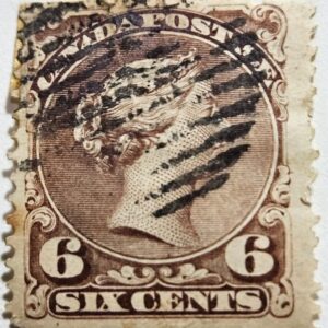 Stamp Canada 1868 "Queen Victoria" A18 #27 6c dark brown used