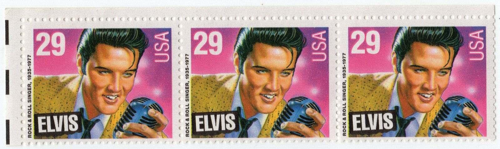 Scott #2721 Elvis Presley King of Rock & Roll Block of 3 Stamps - MNH