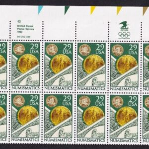 Scott #2558 NUMISMATICS Plate Block of 20 STAMPS - MNH P#122322-1 UR