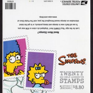 Scott #4403b 44¢ Simpsons Booklet of 20 Stamps - MNH Marge & Baby on Back