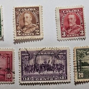 Stamp Canada Issues of 1935 A81 #217-219, 222, A82 #223, A83 #224, A84 #225 mix