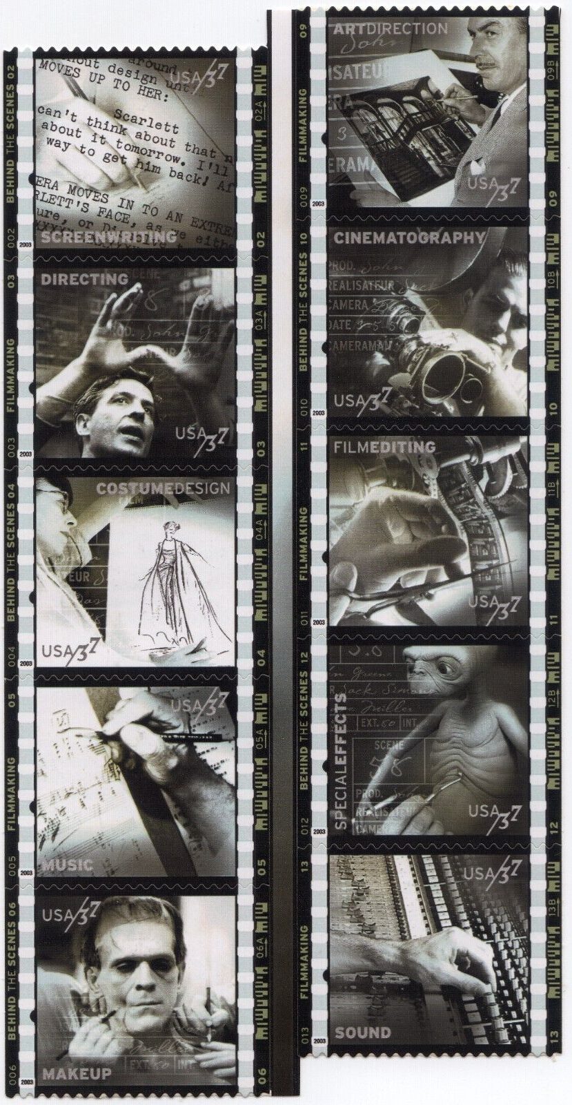Scott #3772 "American Filmmaking Block of 10 Stamps - MNH #2