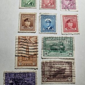 Stamp Canada Issues of 1942-3 #249-252, 254-255, 257, 259-261