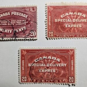 Stamp Canada Special Delivery Issues 1922 E2 SD2, 1930 E4 SD4, 1933 E5 SD5