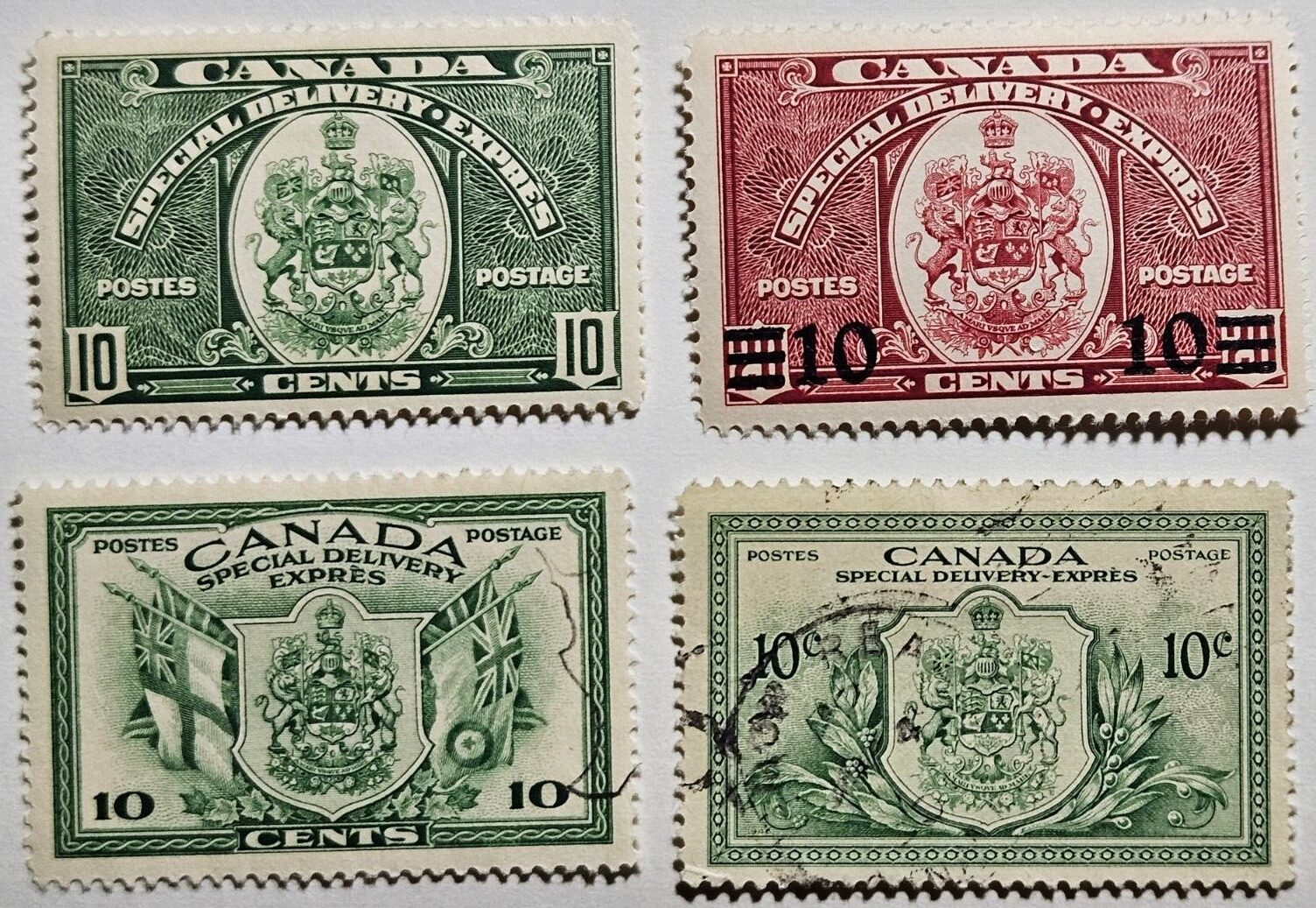 Stamp Canada Special Delivery Issues 1939 E7/9 SD7, 1942 E10 SD8, 1946 E11 SD9