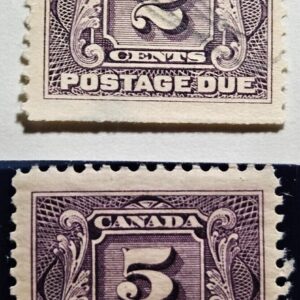 Stamp Canada Postage Due Issues 1906-28 J2 D1 used, J4 MNH