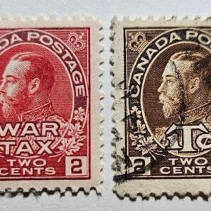 Stamp Canada War Tax Issues 1915-1916 WT1 MR 1-2, WT2 MR 3-4 used & MLH