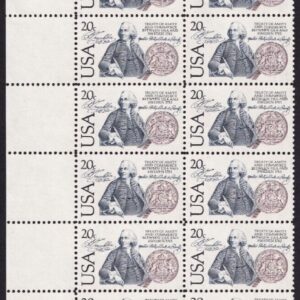 Scott #2036 Sweden Benjamin Franklin Plate Block of 20 Stamps - MNH P#6 UL