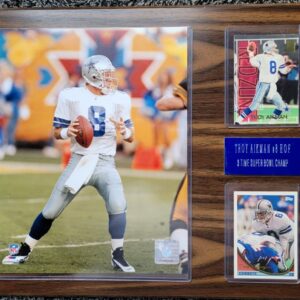 Troy Aikman DALLAS COWBOYS Framed 8X10 PHOTO with Topps Cards - Wall Plaque