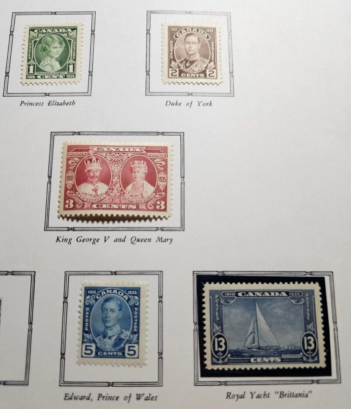 Stamp Canada 1935 Silver Jubilee Issue A75-78, A80 #211-214, 216 MLH MNH