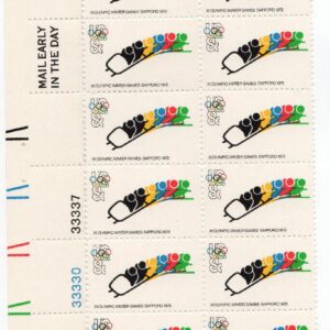 Scott #1461 Olympic Bobsledding Plate Block of 20 Stamps - MNH LL