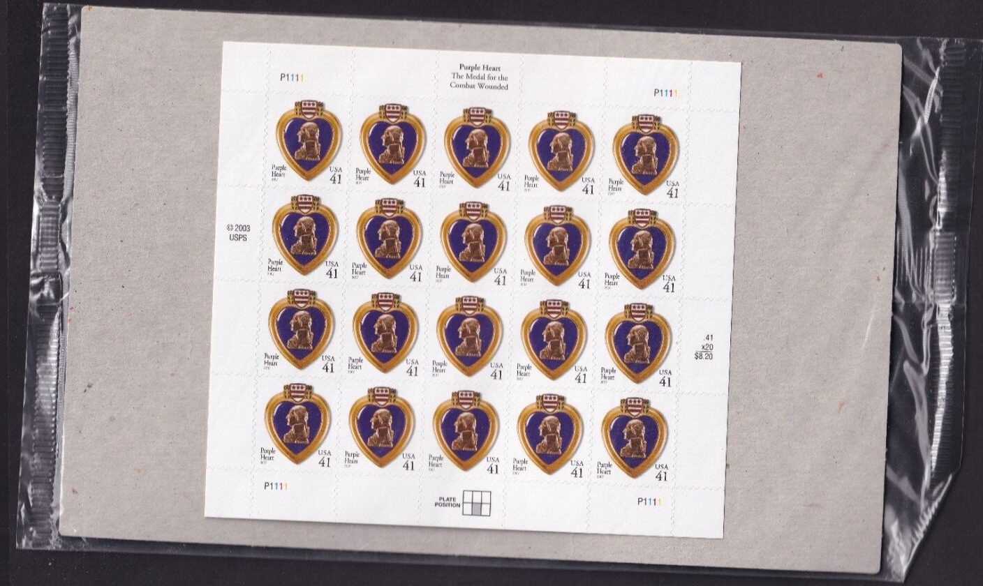 Scott #4164 Purple Heart Sheet of 20 Stamps - Sealed