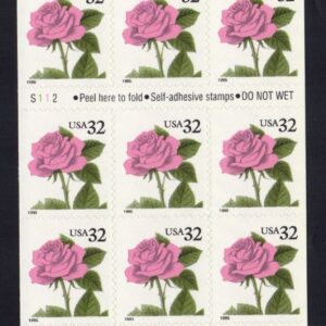 Scott #2492a Pink Rose Booklet of 20 Stamps - MNH P#S112