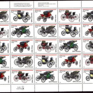 Scott #3023a (3019-23) Antique Automobiles Full Sheet of 25 Stamps - MNH
