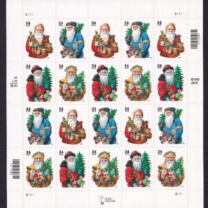 Scott #3540b (3537-3540) Santa Claus and Tree Sheet Of 20 Stamps - MNH