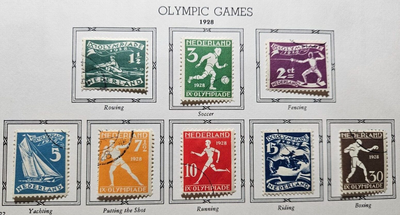 Stamp Europe Netherlands 1928 Olympic Games Semi-Postal SP23-30 B25-32 used +