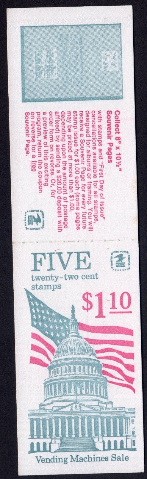 Scott #BK144 (2116a) Flag over Capitol Vending Booklet of 5 Stamps - MNH #2