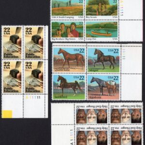 Scott #2158a-2159-2163a-2164 Horses YMCA Education Plate Block of 4 Stamps - MNH