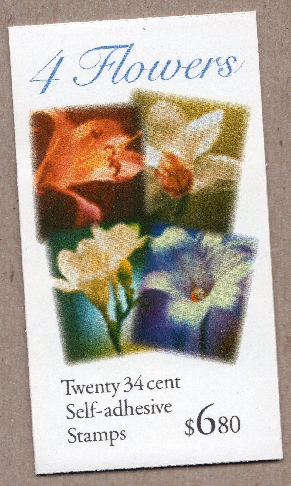 Scott #BK284 (3487-3490) 4 Flowers Booklet of 20 Stamps - MNH