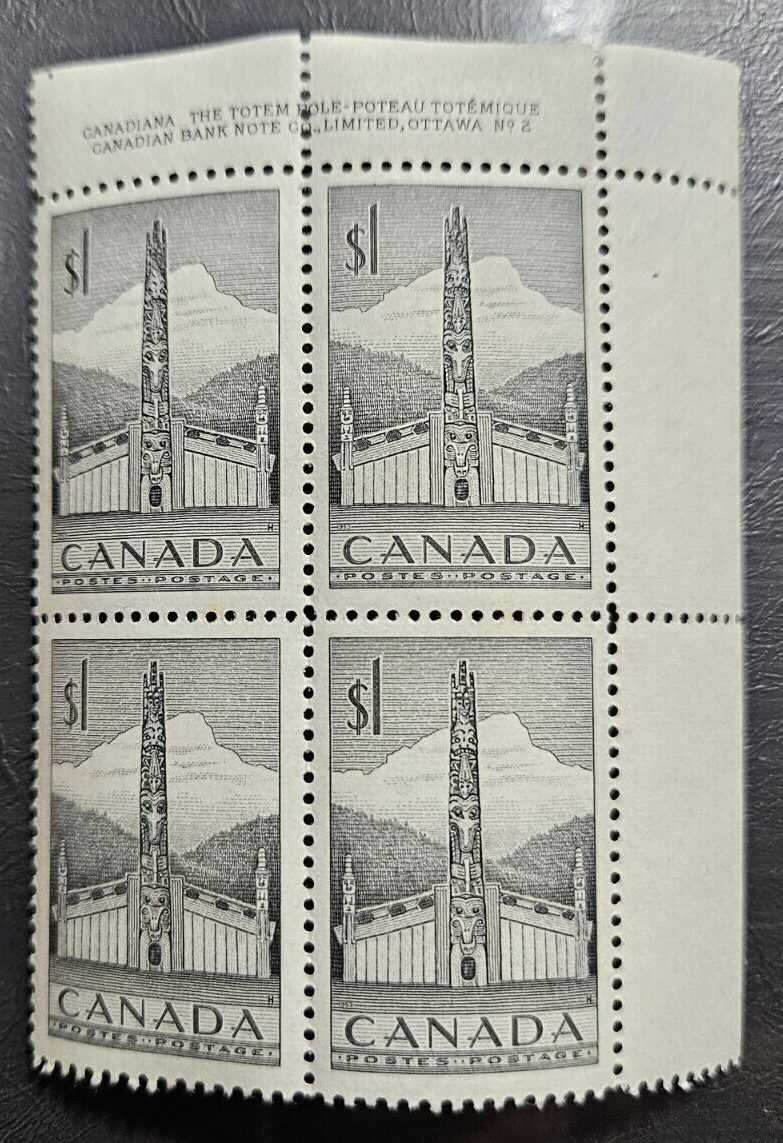 Stamp Canada 1953 Totem Pole A137 #321 Plate UR MNH