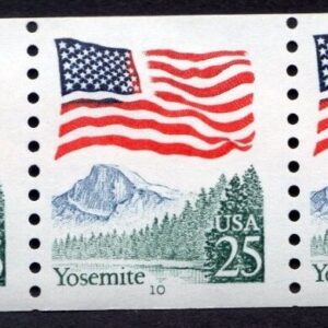 Scott #2280a Flag Yosemite Plate # Coil (PNC5) of 5 Stamps P#10 EFO Color bleed