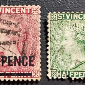 Stamp British Colonies St Vincent Queen Victoria 1883 A1 #40 & 1885 A2 #41 used