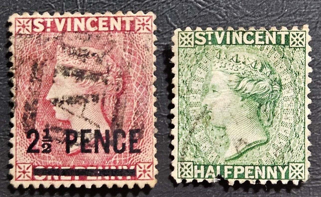 Stamp British Colonies St Vincent Queen Victoria 1883 A1 #40 & 1885 A2 #41 used