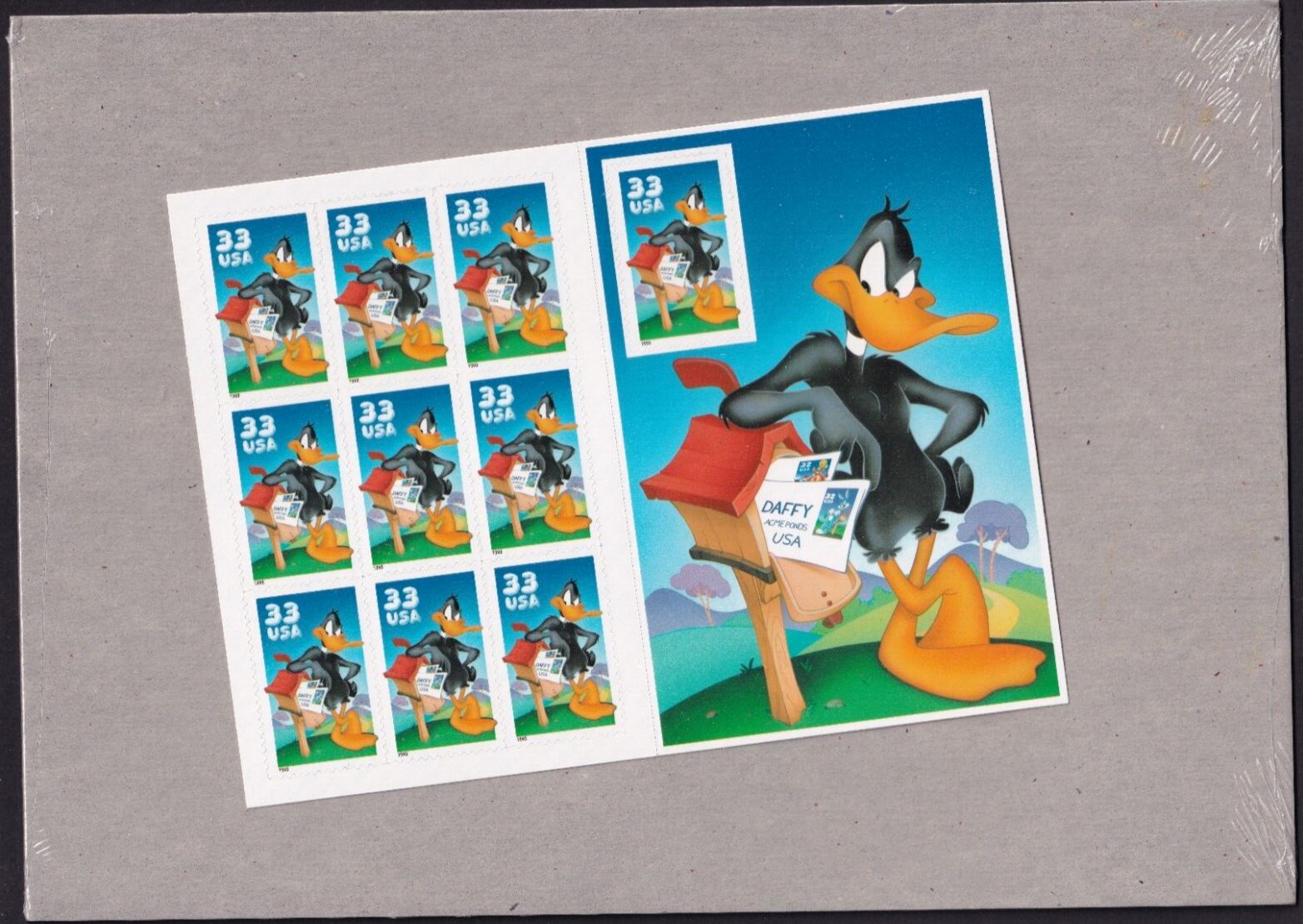 Scott #3306 Daffy Duck Full Sheet of 10 Stamps - Sealed Brown