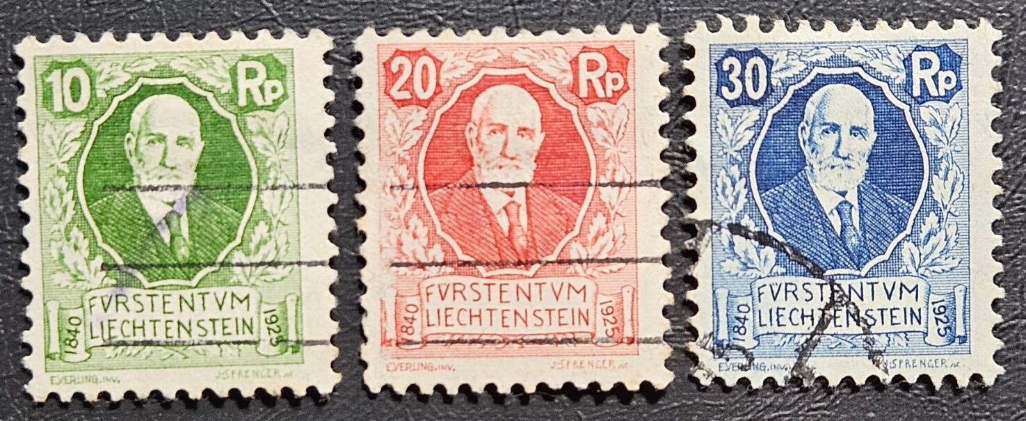 Stamp Europe Liechtenstein Semi-Postal 1925 Prince Johann B1-3 used