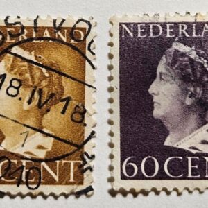 Stamp Europe Netherlands 1940-47 Queen Wilhelmina #224 & 225b used