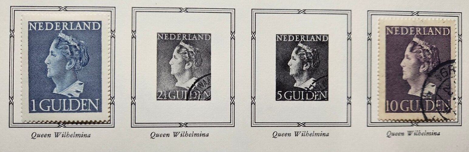 Stamp Europe Netherlands 1946 Queen Wilhelmina #278 MLH & 281 used
